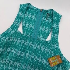 Title Nine Beachy Halter Dress Print Women's Size 10‎ Teal Pockets Zipper
